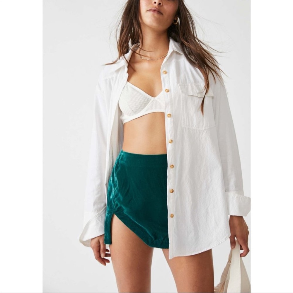Green mini skirt